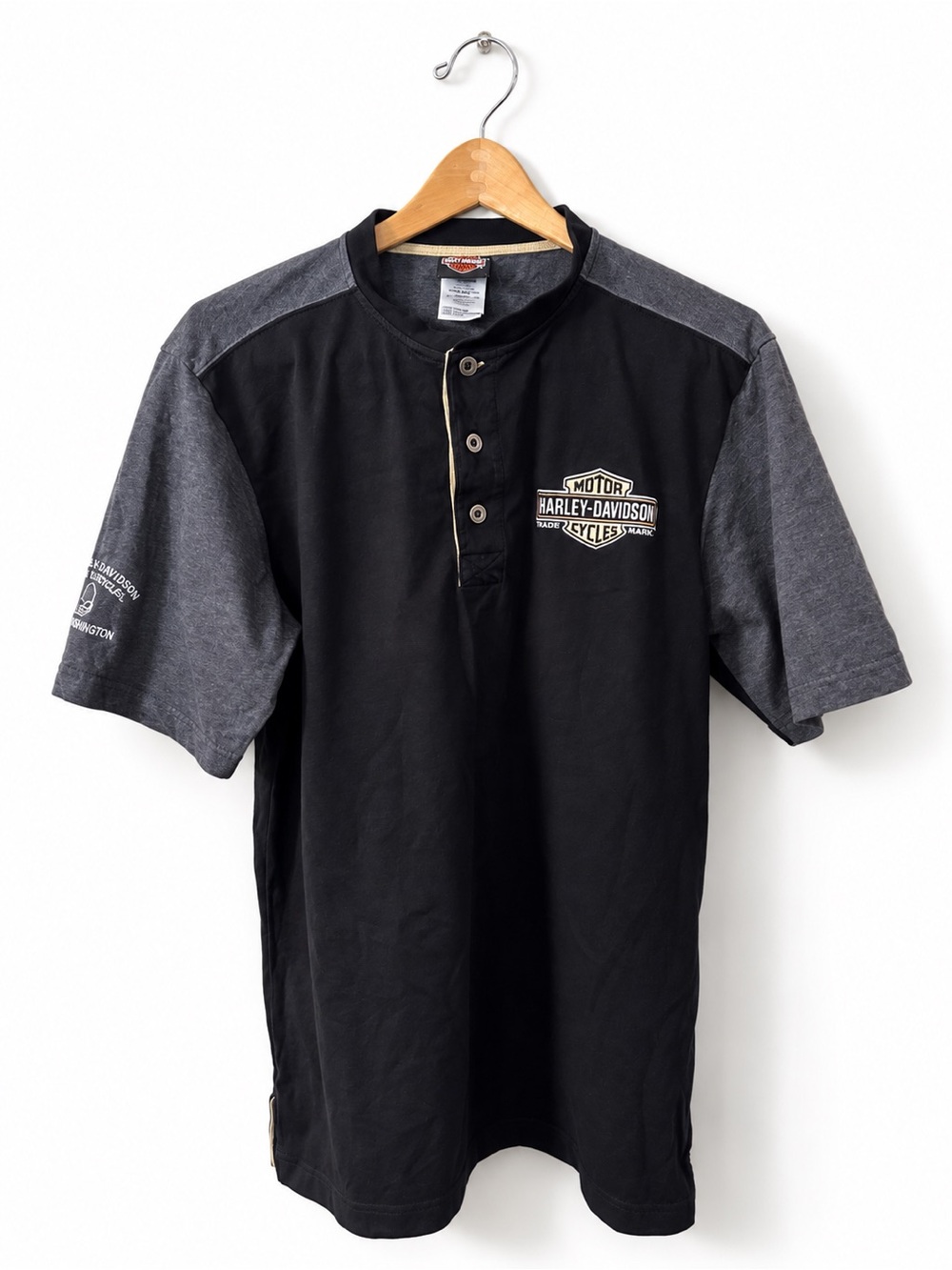 Harley Davidson Black Button Up Rattlesnake Mountain Tricities, WA Pullover Sz M